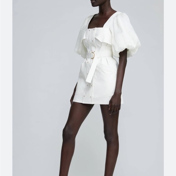 ACLER LOVELL belted puff sleeve DRESS NWT. US 2 / AU 6. Would fit size 0-2 - Picture 2 of 5